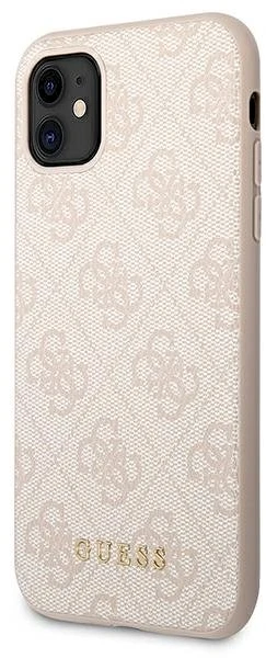 Guess GUHCN61G4GFPI Apple iPhone 11 6,1″ rožinės spalvos kietas dėklas 4G Metal Gold Logo