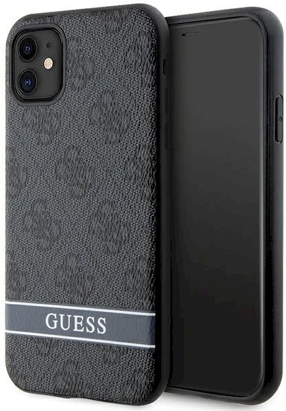Guess GUHCN61P4SNK Apple iPhone 11 / Xr pilkas kietas dėklas 4G Stripe
