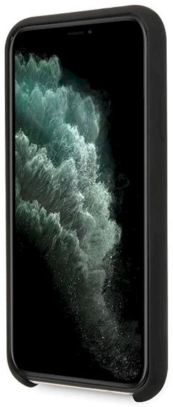 - „Guess GUHCN65LSLMGBK iPhone 11 Pro Max“ juodas / ryškus kietas dėklas Silikoninis vintage auksinis logotipas