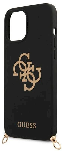 „Guess“ GUHCP12LLSC4GBK iPhone 12 Pro Max6,7" juodas/juodas kietas dėklas 4G auksinės grandinėlės kolekcija