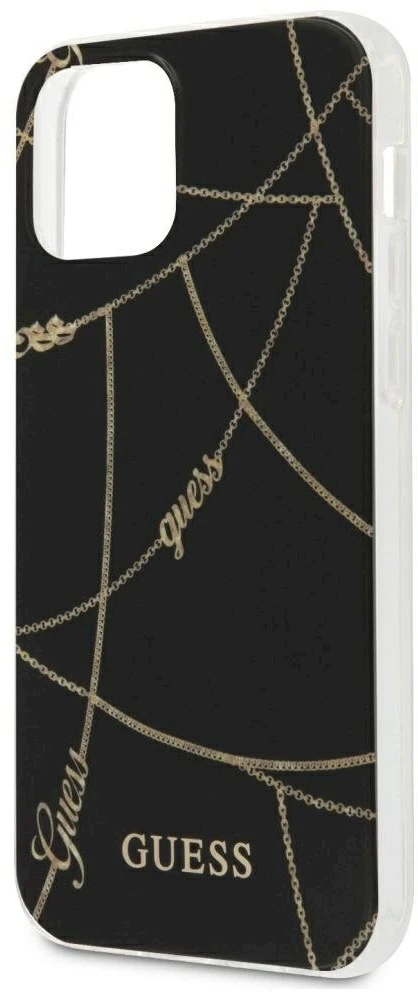 Guess Gold Chain - dėklas skirtas Apple iPhone 12 Pro Max Juodas