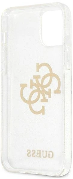 Guess GUHCP12LPCUGL4GTR Apple iPhone 12 Pro Max 6,7″ skaidrus kietas dėklas Glitter 4G Big Logo