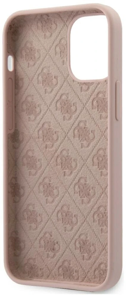 Apple iPhone 12 Mini Guess dėklas silikoninis Script Gold Logo (GUHCP12SLSLMGLP) light rožinės spalvos