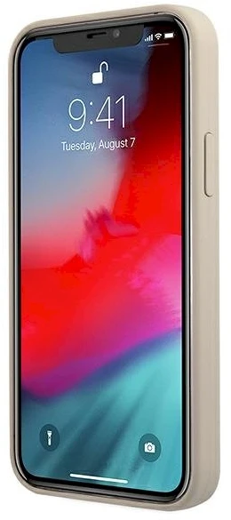GUESS kietas dėklas GUHCP12SLSVSGP silikoninis vintažinis iPhone 12 mini Rožinis/pilkas