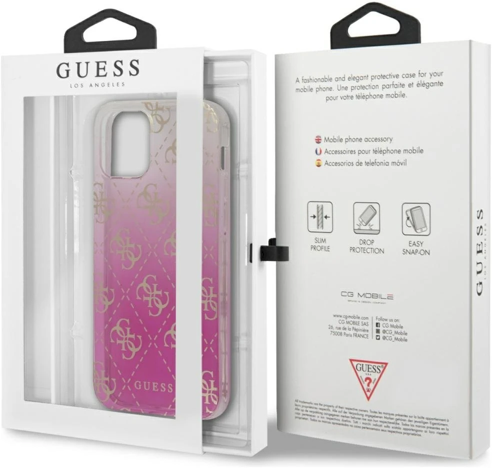 Guess GUHCP12SPCU4GGPI Apple iPhone 12 mini 5,4″ rožinės spalvos kietas dėklas 4G Gradient
