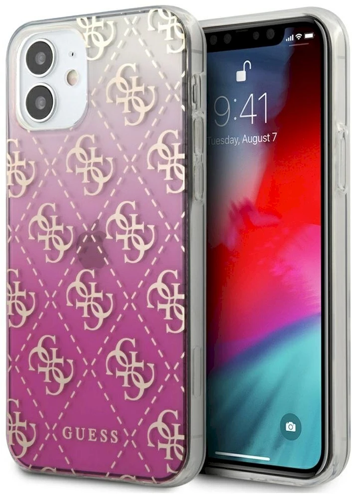 Guess GUHCP12SPCU4GGPI Apple iPhone 12 mini 5,4″ rožinės spalvos kietas dėklas 4G Gradient