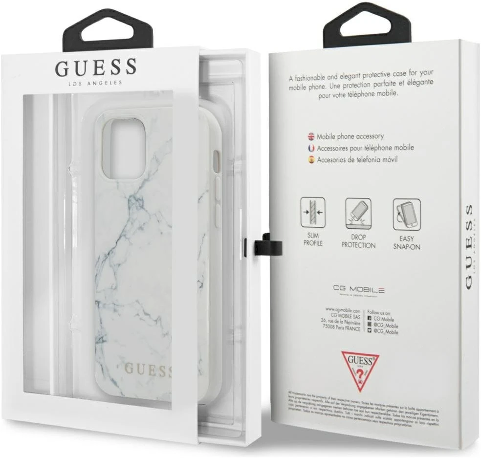 „Guess Marble“ – dėklas Apple iPhone 12 Mini baltas