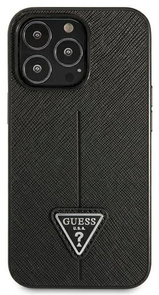 Dėklas Guess GUHCP13LPSATLK iPhone 13 Pro / 13 6,1" juodas/juodas kietas SaffianoTriangle logotipas