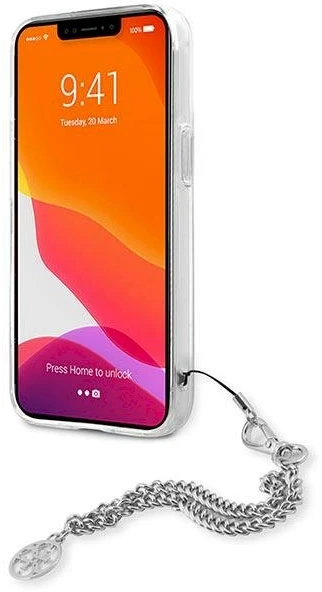 Apple iPhone 13 Mini Guess dėklas Peony Chain Collection (GUHCP13SKSPESI) sidabrinės spalvos