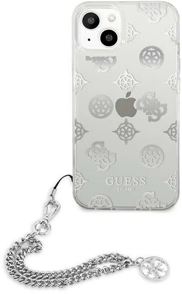 Apple iPhone 13 Mini Guess dėklas Peony Chain Collection (GUHCP13SKSPESI) sidabrinės spalvos