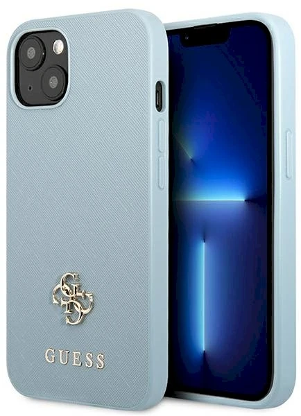 Guess GUHCP13SPS4MB iPhone 13 mini 5,4″ mėlynas kietas dėklas Saffiano 4G Small Metal Logo