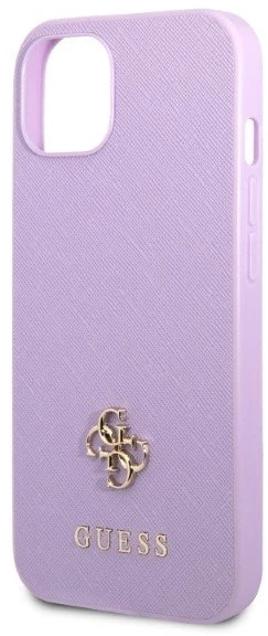 Guess GUHCP13SPS4MU Apple iPhone 13 mini 5,4″ violetinės spalvos kietas dėklas Saffiano 4G Small Metal Logo