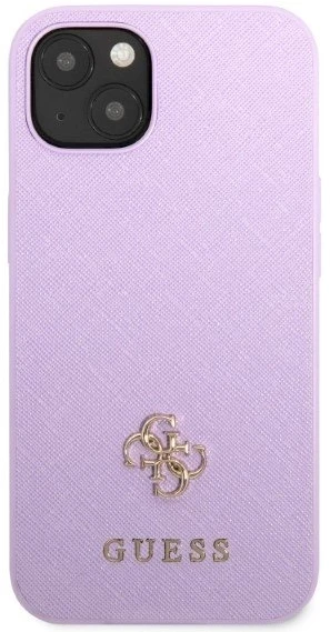 Guess GUHCP13SPS4MU Apple iPhone 13 mini 5,4″ violetinės spalvos kietas dėklas Saffiano 4G Small Metal Logo