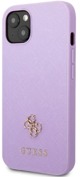 Guess GUHCP13SPS4MU Apple iPhone 13 mini 5,4″ violetinės spalvos kietas dėklas Saffiano 4G Small Metal Logo
