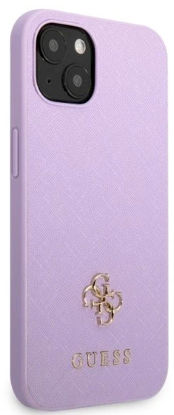 Guess GUHCP13SPS4MU Apple iPhone 13 mini 5,4″ violetinės spalvos kietas dėklas Saffiano 4G Small Metal Logo