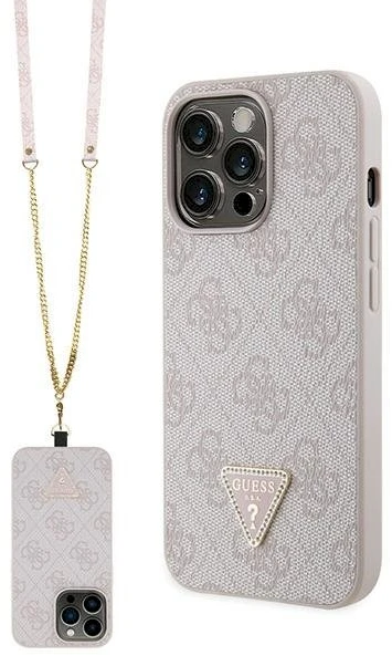 Apple iPhone 13 Pro Max Guess dėklas Crossbody 4G Metal Logo (GUHCP13XP4TDSCPP) rožinės spalvos
