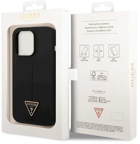 Guess GUHCP14LSLTGK Apple iPhone 14 Pro6,1" dėklas telefonui juodos spalvos hardcase Silicone Triangle