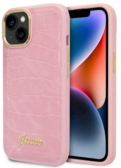 Dėklas GUESS GUHCP14SHGCRHP IPHONE 14/15/13 6.1 "Rožinis / Rožinis HARDCASE CROCO COLLECTION