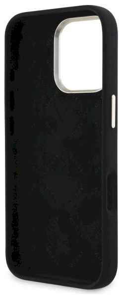Guess GUHCP16LSMBSLK Apple iPhone 16 Pro 6.3″ juodos spalvos kietas dėklas Silicone Script Metal Logo & Frame