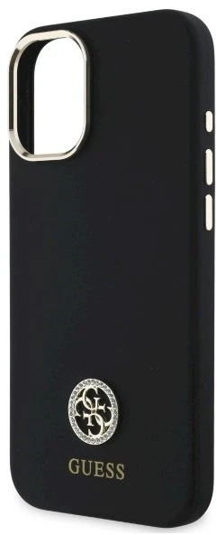 Guess GUHCP16SM4DGPK Apple iPhone 16 6.1″ juodos spalvos kietas dėklas Silicone Logo Strass 4G