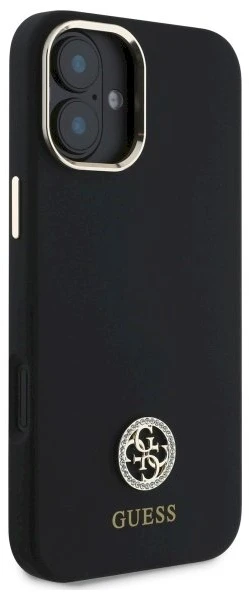 Guess GUHCP16SM4DGPK Apple iPhone 16 6.1″ juodos spalvos kietas dėklas Silicone Logo Strass 4G