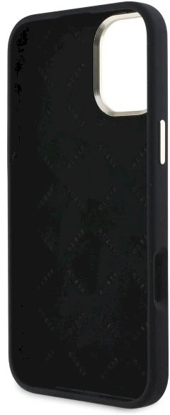 Guess GUHCP16SM4DGPK Apple iPhone 16 6.1″ juodos spalvos kietas dėklas Silicone Logo Strass 4G