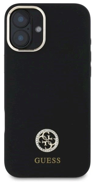 Guess GUHCP16SM4DGPK Apple iPhone 16 6.1″ juodos spalvos kietas dėklas Silicone Logo Strass 4G