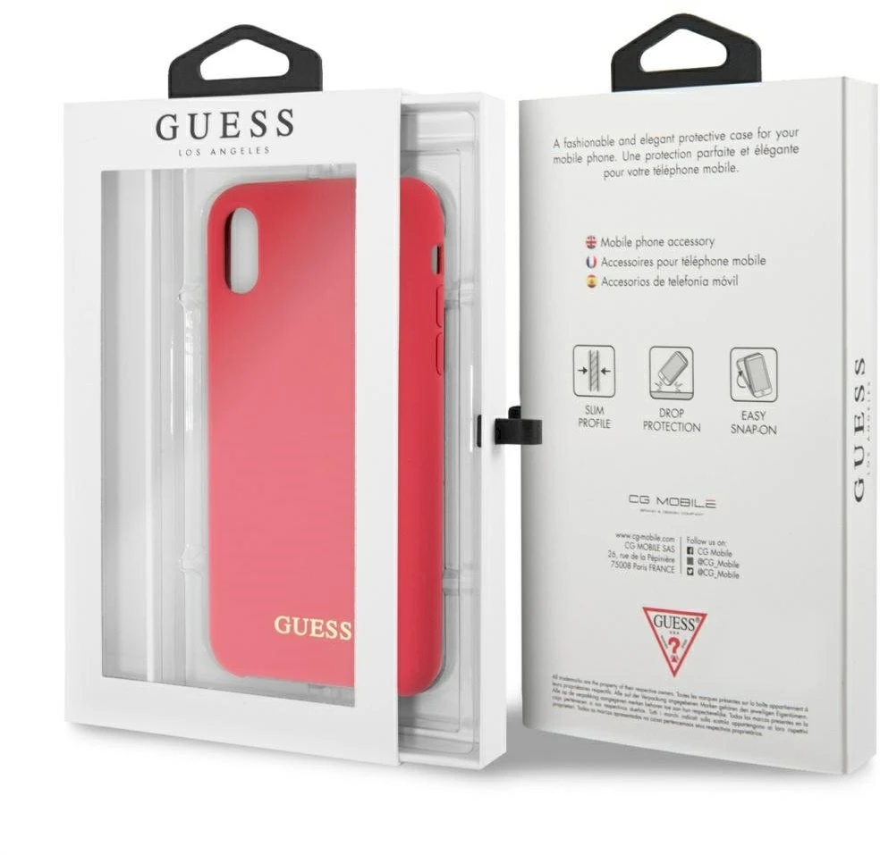 Guess GUHCPXLSGLRE iPhone X/Xs raudonas/raudonas kietas silikoninis dėklas
