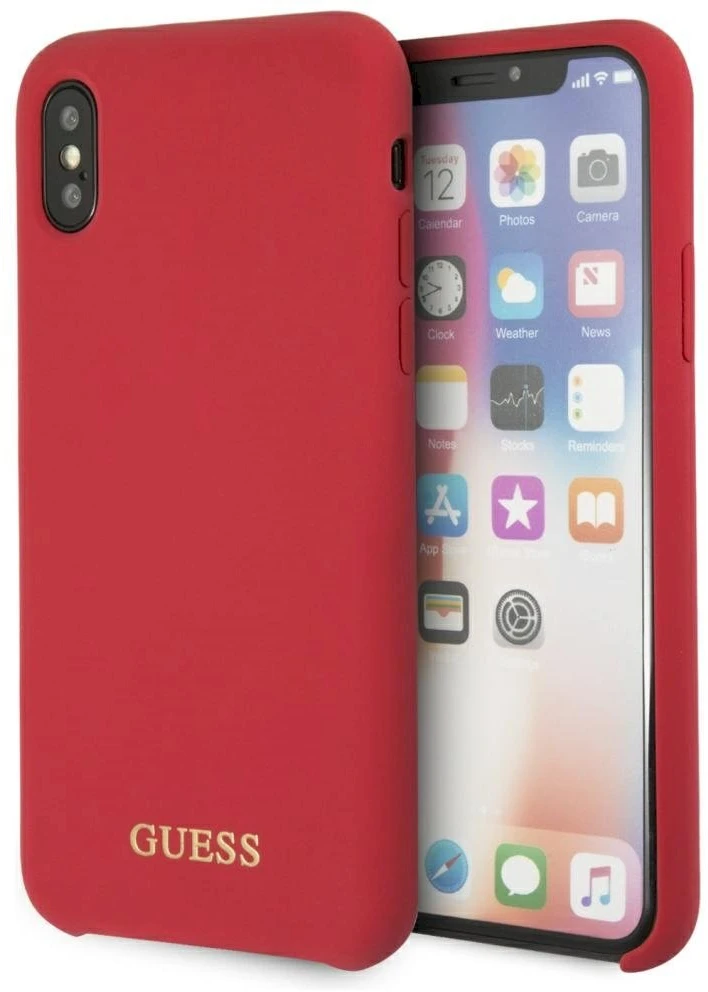 Guess GUHCPXLSGLRE iPhone X/Xs raudonas/raudonas kietas silikoninis dėklas