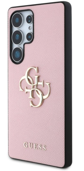 „Guess Grained Big 4G Logo Small Classic Logo“ – dėklas, skirtas „Samsung Galaxy S25 Ultra“, rausvas