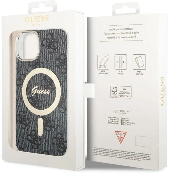 Dėklas Guess GUHMP14MH4STK iPhone 14 Plus/ 15 Plus 6.7" juoda/juodas hardcase 4G MagSafe