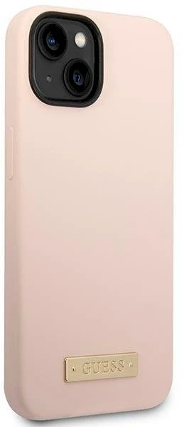 Guess Silicone Logo Plate MagSafe silikoninis dėklas iPhone 13/14/15