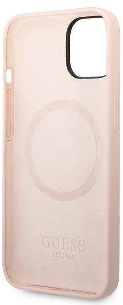 Guess Silicone Logo Plate MagSafe silikoninis dėklas iPhone 13/14/15