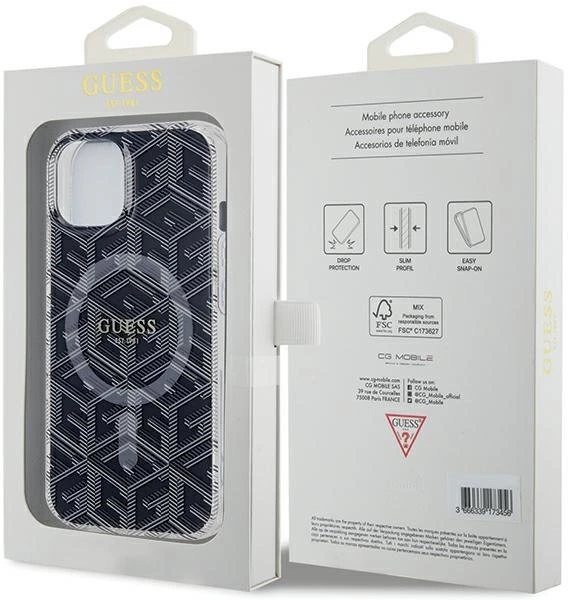 Dėklas GUESS GUHMP15MHGCUSTGK IPHONE 15 PLUS / 14 PLUS 6.7 "Juodas / Juodas HARDCASE IML GCUBE MAGSAFE