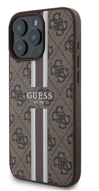 Guess 4G Printed Stripes MagSafe Apple iPhone 16 Pro Max - dėklas telefonui rudos spalvos