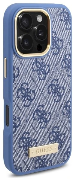 Guess 4G Logo Plate MagSafe Case Apple iPhone 16 Pro Max - dėklas telefonui mėlynos spalvos