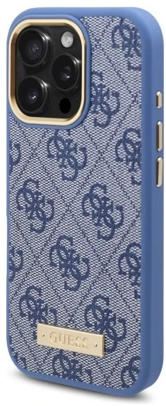Guess 4G Logo Plate MagSafe Case Apple iPhone 16 Pro Max - dėklas telefonui mėlynos spalvos