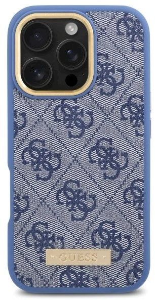 Guess 4G Logo Plate MagSafe Case Apple iPhone 16 Pro Max - dėklas telefonui mėlynos spalvos