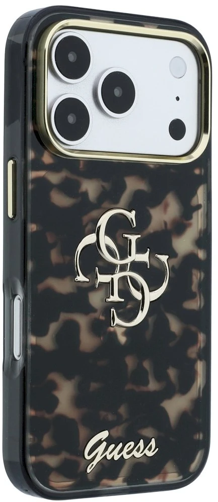 Dėklas Guess IML 4G Script Metal Case for iPhone 17 Pro Max / 18 Pro Max - Juoda ir Ruda