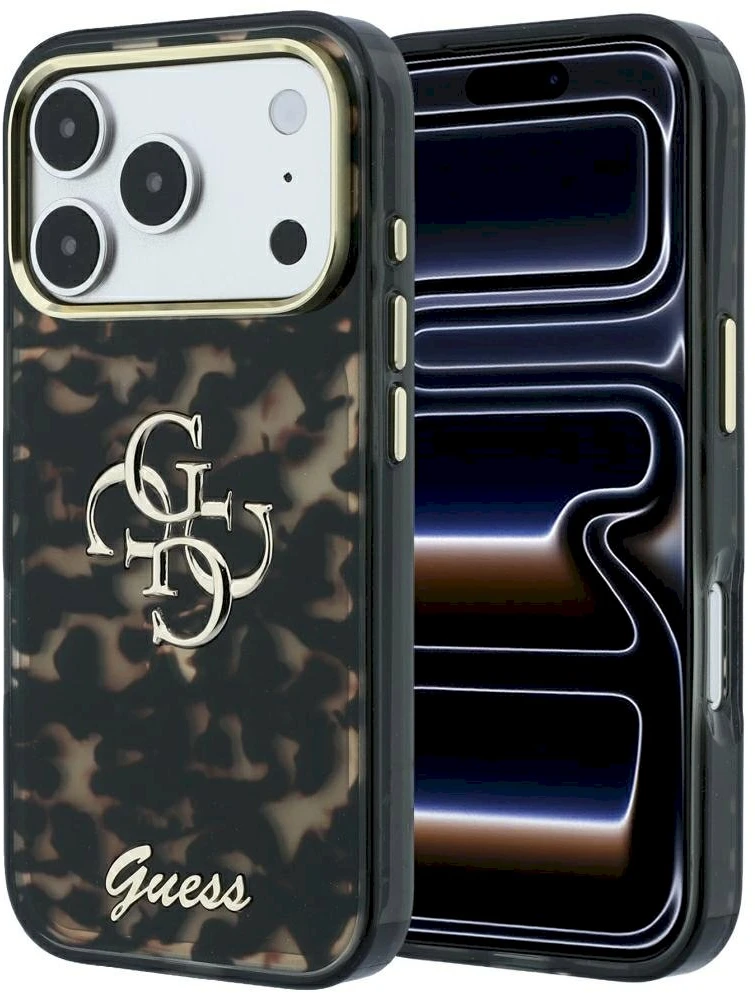 Dėklas Guess IML 4G Script Metal Case for iPhone 17 Pro Max / 18 Pro Max - Juoda ir Ruda