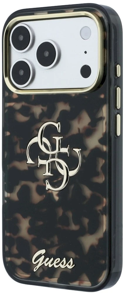 Dėklas Guess IML 4G Script Metal Case for iPhone 17 Pro Max / 18 Pro Max - Juoda ir Ruda