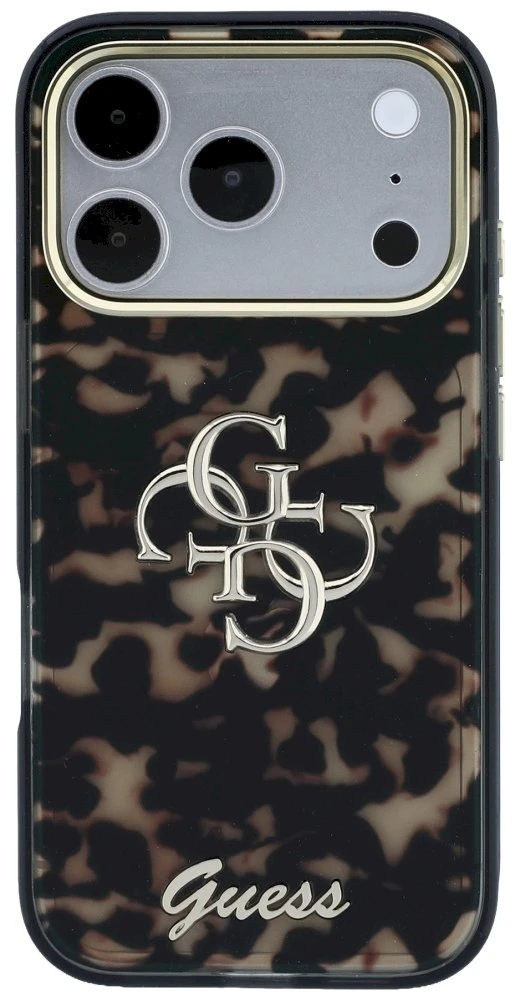 Dėklas Guess IML 4G Script Metal Case for iPhone 17 Pro Max / 18 Pro Max - Juoda ir Ruda