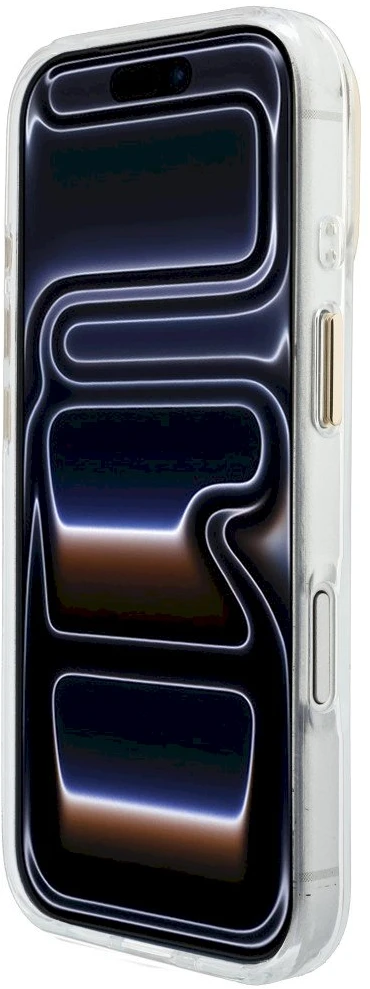 Dėklas Guess IML 4G Metalinis dangtelis su skriptu, skirtas iPhone 17 Pro Max / 18 Pro Max - Baltas