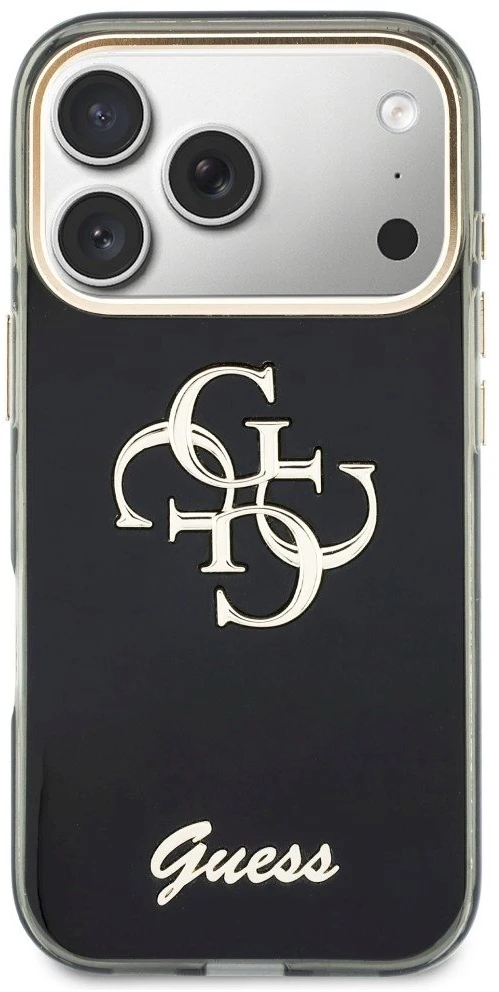 Dėklas Guess IML 4G Script Metal Case for iPhone 17 Pro Max / 18 Pro Max - Juoda