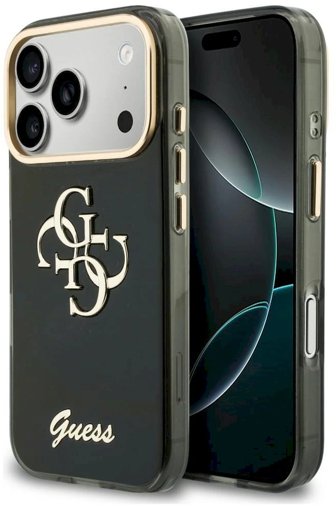 Dėklas Guess IML 4G Script Metal Case for iPhone 17 Pro Max / 18 Pro Max - Juoda