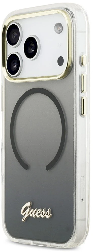 „Guess IML Gradient Script“ metalinis „MagSafe“ dėklas, skirtas „iPhone 17 Pro Max“ – Juodas