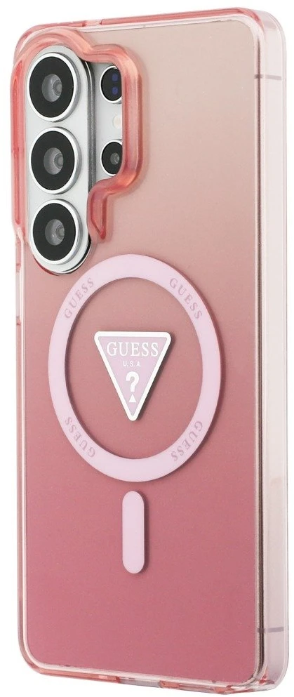 Dėklas Guess IML Gradient Triangle MagSafe Samsung Galaxy S26 Ultra rožinės spalvos