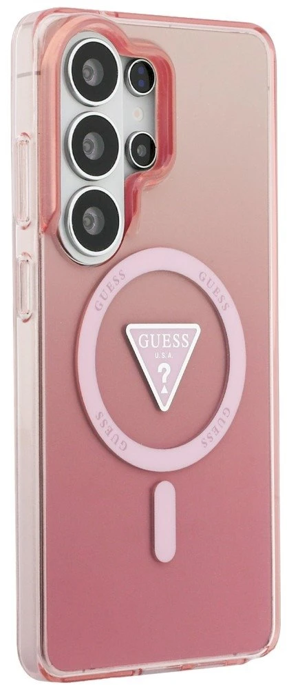 Dėklas Guess IML Gradient Triangle MagSafe Samsung Galaxy S26 Ultra rožinės spalvos