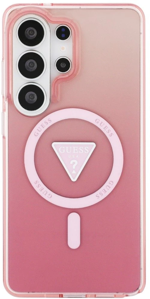Dėklas Guess IML Gradient Triangle MagSafe Samsung Galaxy S26 Ultra rožinės spalvos