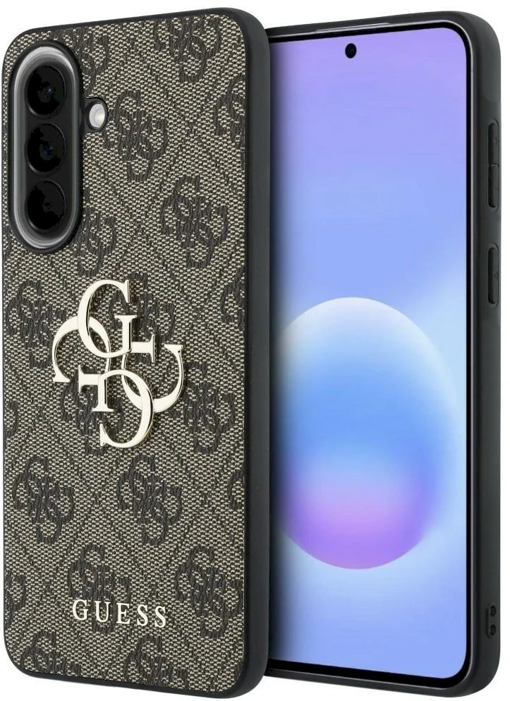 Guess PU 4G Metal Logo dėklas skirtas Samsung Galaxy A57 rudos spalvos